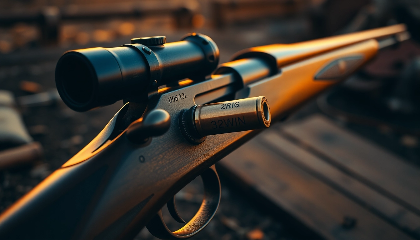 Close-up of a 32WIN cartridge in a hunter's hand, highlighting precision and vintage appeal for firearm enthusiasts.