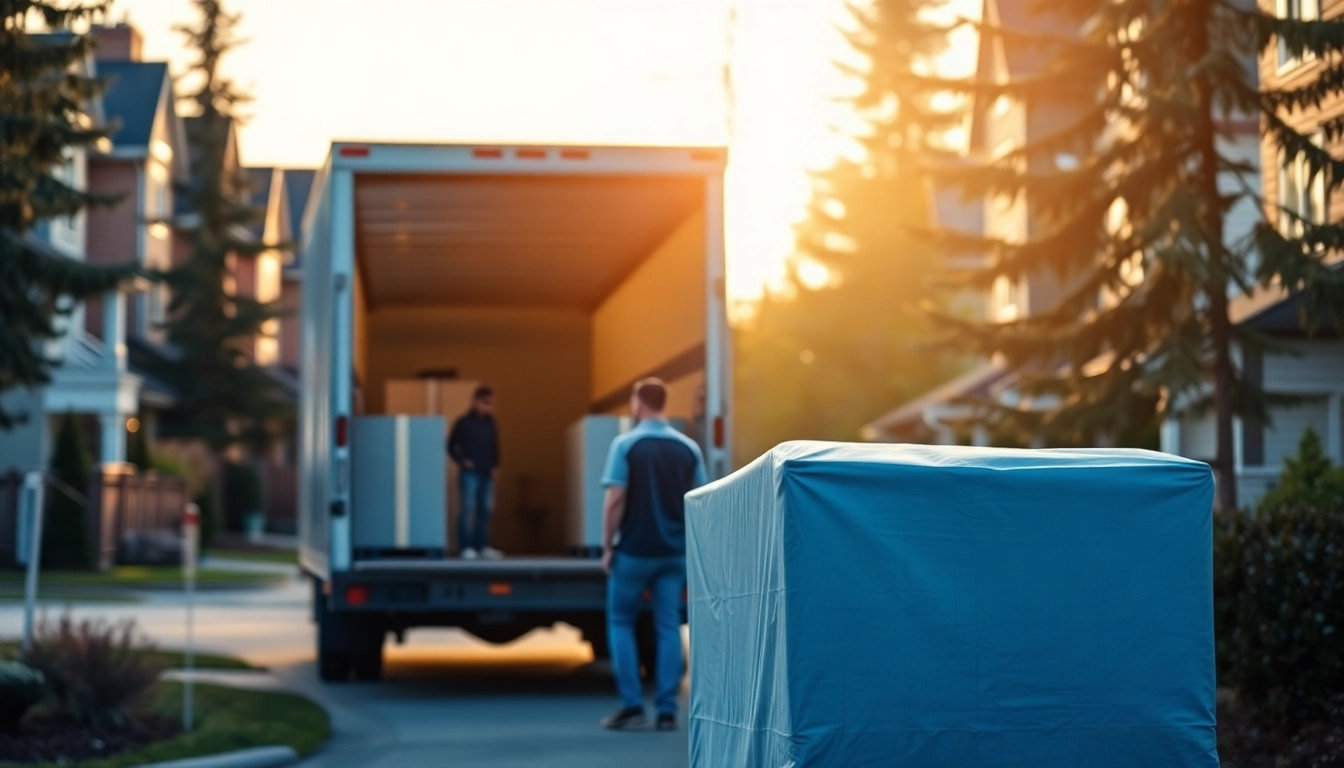 Calgary home movers carefully handling belongings using a fully equipped truck for a stress-free move in Calgary neighborhood.
