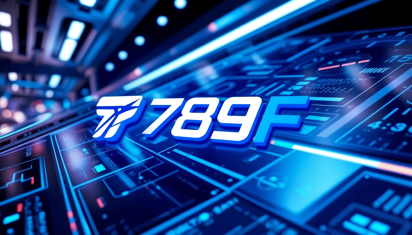 789F branding displayed on a high-tech digital interface with vibrant colors and futuristic design, showcasing innovation and professionalism.
