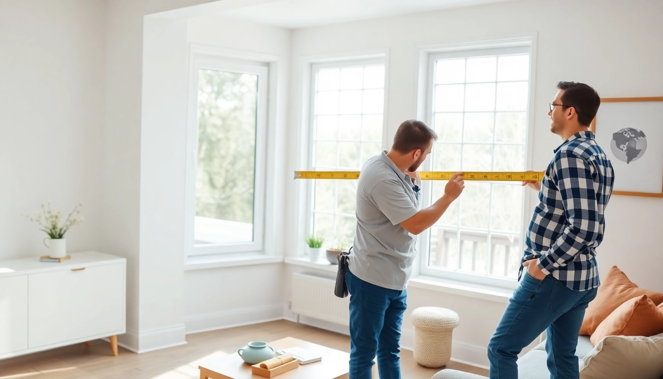 Window contractors near me: expert team installing energy-efficient windows in a bright living room