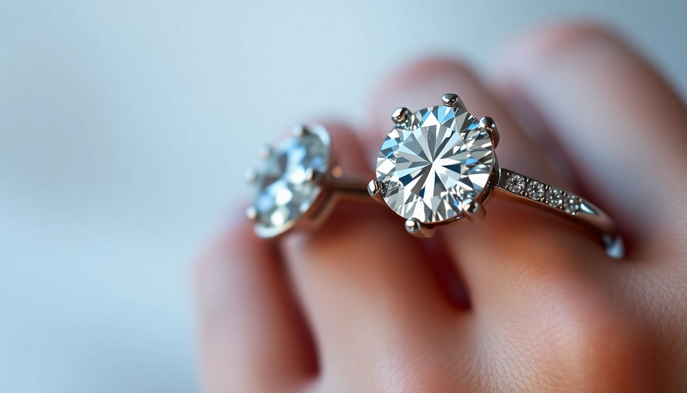 Elegant engagement rings with a lab-grown diamond showcased in a luxurious setting, emphasizing brilliance and craftsmanship.